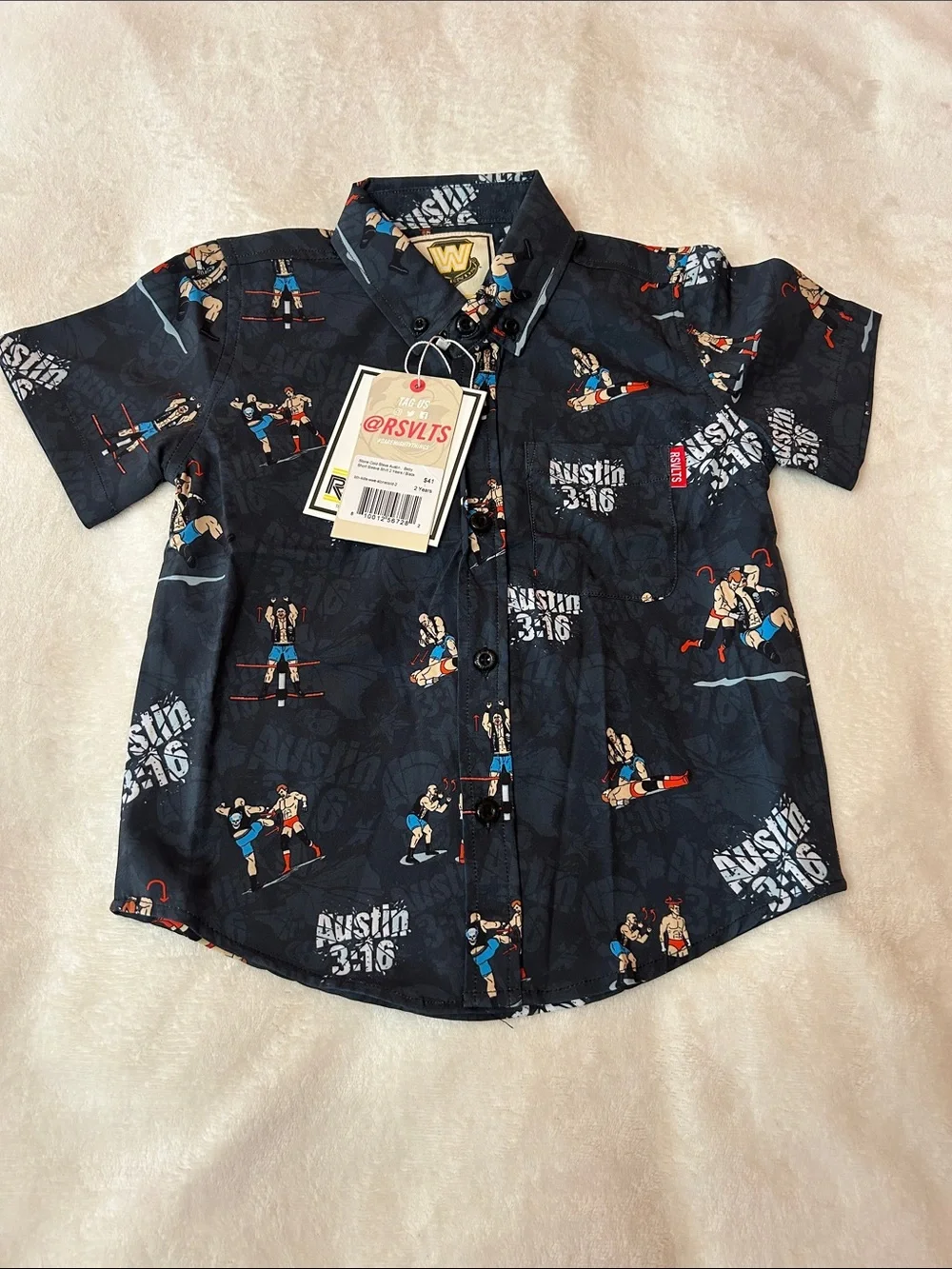 RSVLTS Kids Black Austin 3:16 Short Sleeve Button-Down Shirt
